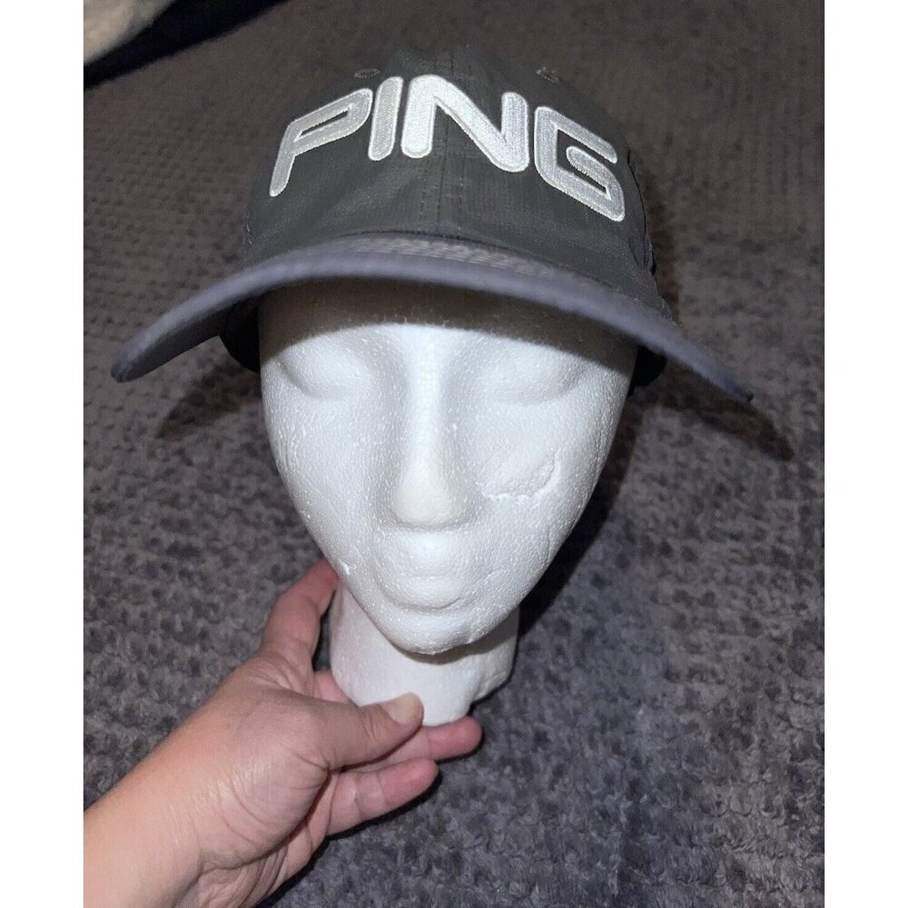 PING G30 Gray White Golf Cap Hat Adjustable- Embroidered Logos Golf